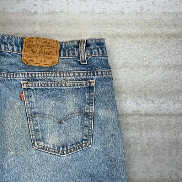 Vintage 90s Levis Jeans 40x30 Regular Straight Leg Fit Medium Wash Orange Tab - Picture 3 of 15
